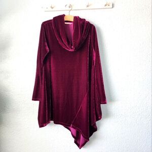 Soft surroundings royal velvet coverallneck asymmetrical hem oversz tunic blouse